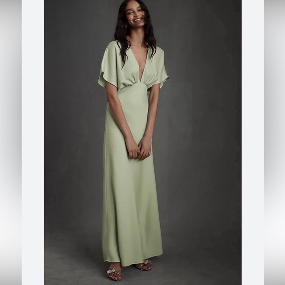 Anthropologie BHLDN Leila Satin Charmeuse Maxi Floor Length Dress - Picture 1 of 13